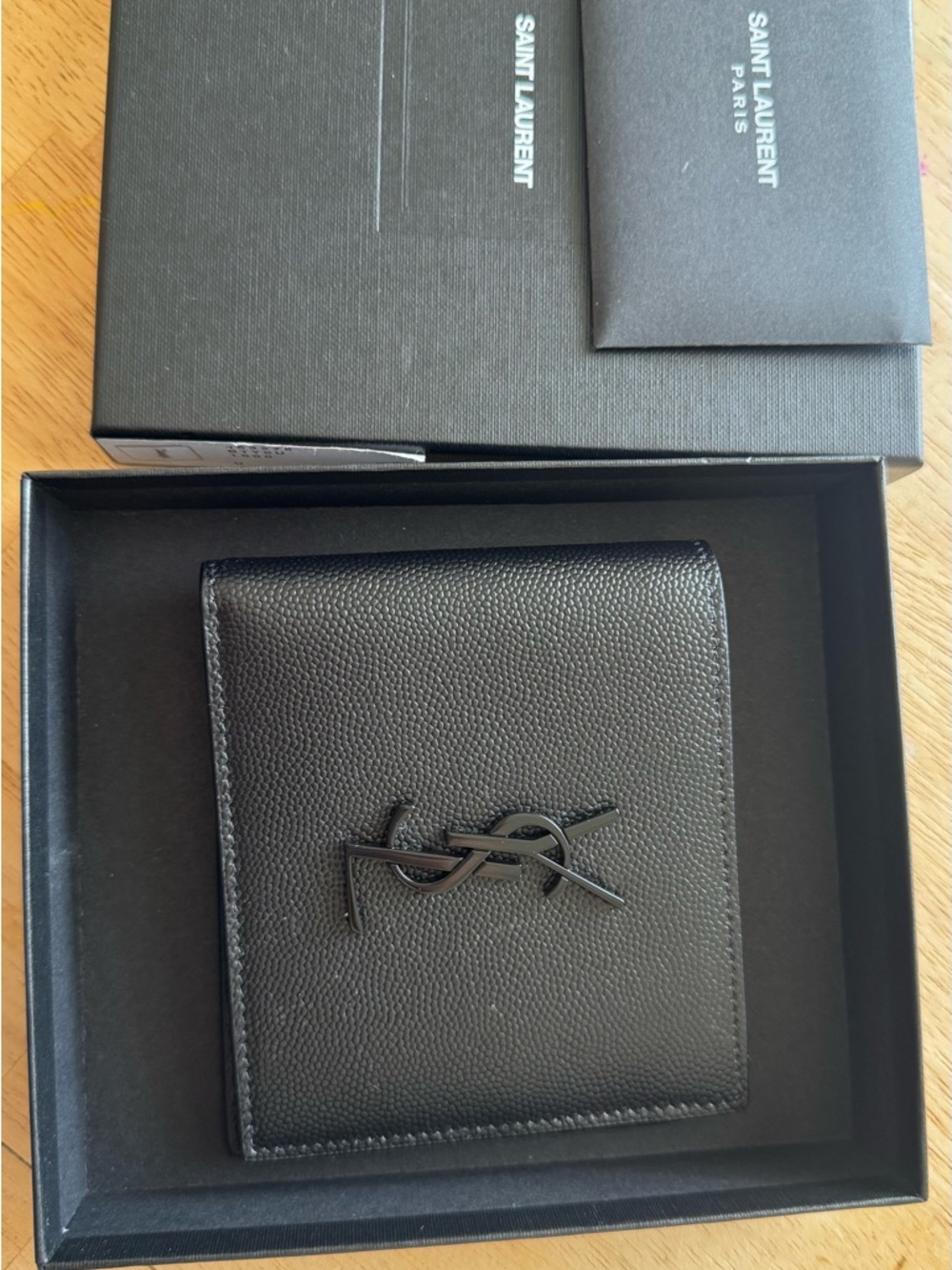 Saint Laurent Black Grained Leather Wallet with Black YSL Monogram - Picture 4 of 6